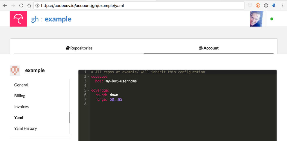 Codecov screenshot 1