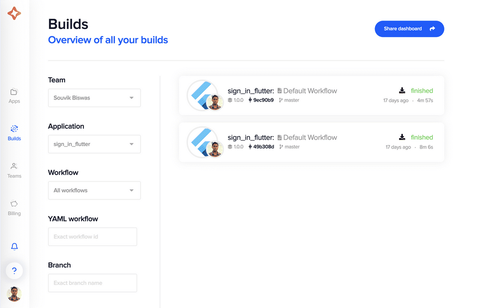 Codemagic screenshot