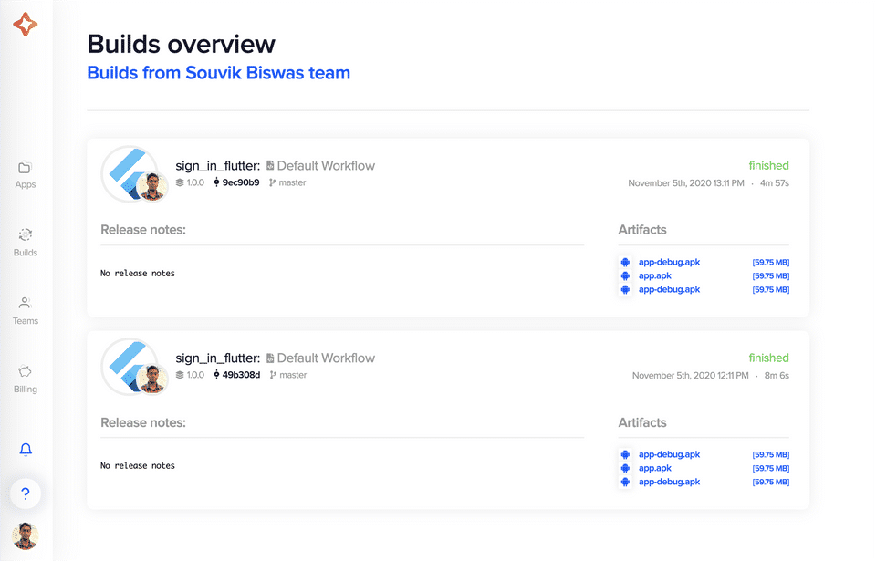 Codemagic screenshot