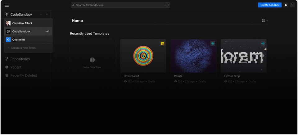 CodeSandbox screenshot 1