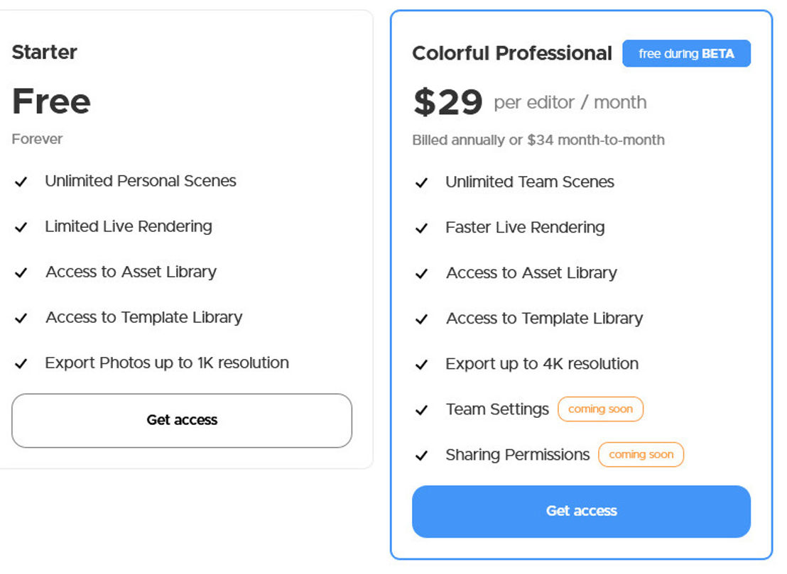 Colorful Studio pricing 1