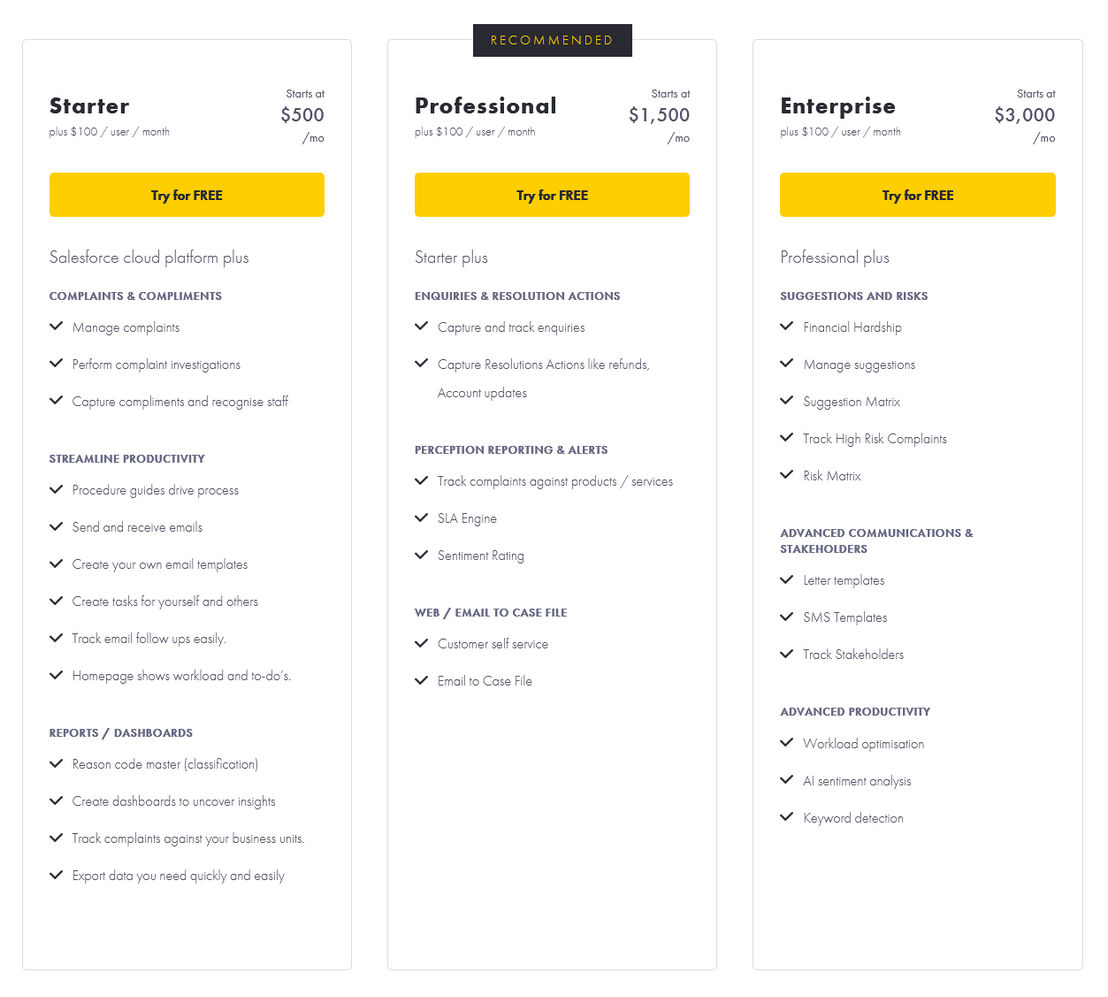 Complaints Pro pricing 1