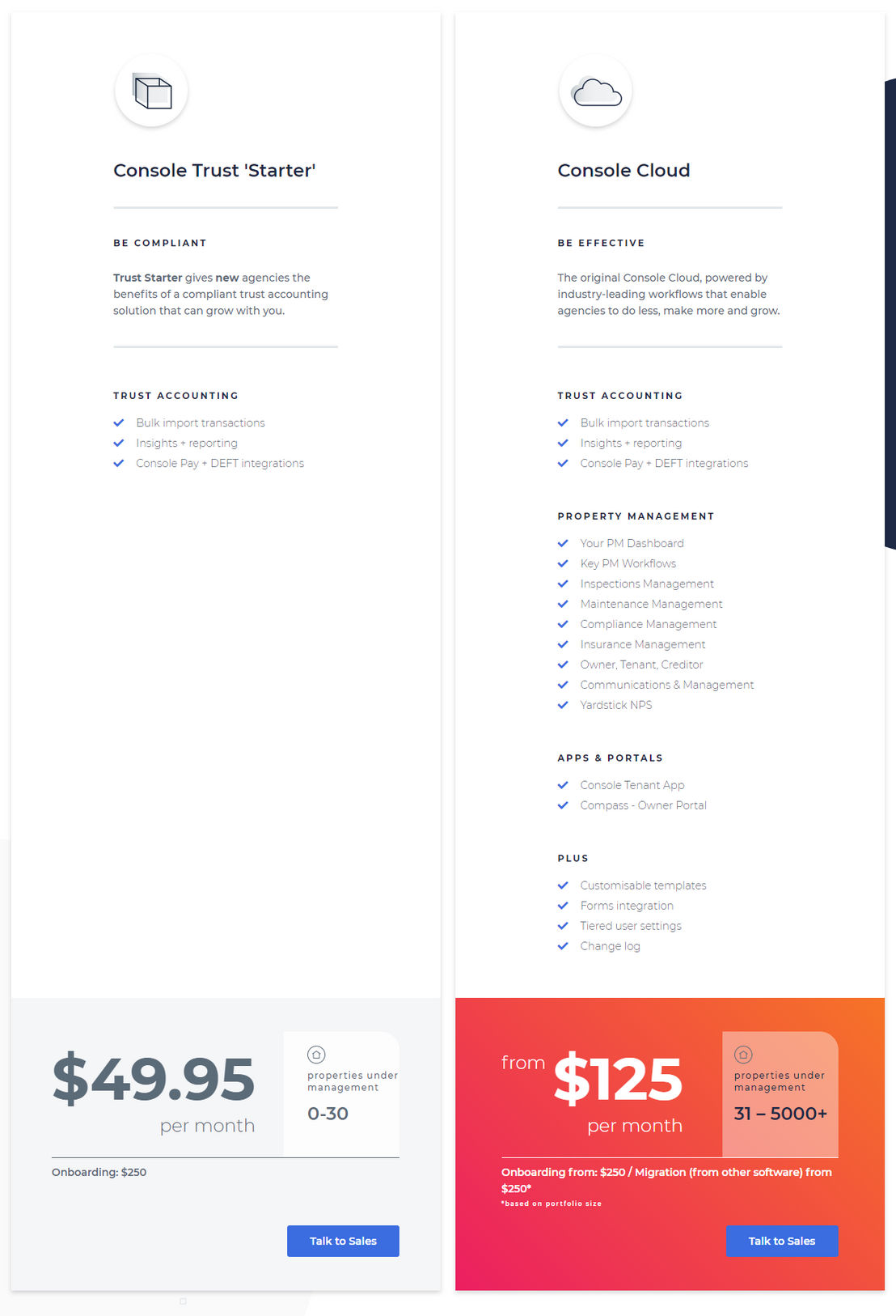 Console Cloud pricing 1