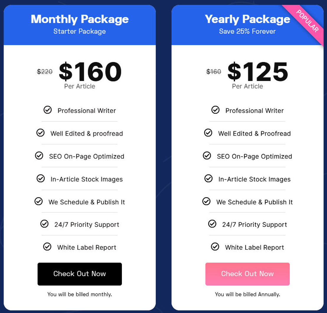 ContentPro pricing 1