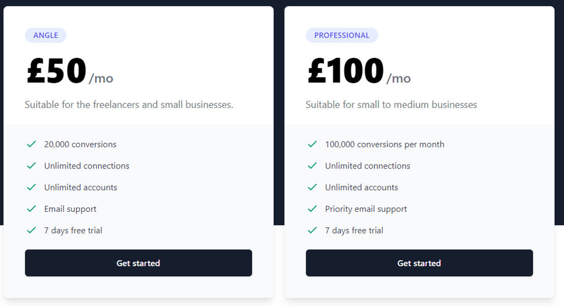 Conversion Hero pricing 1