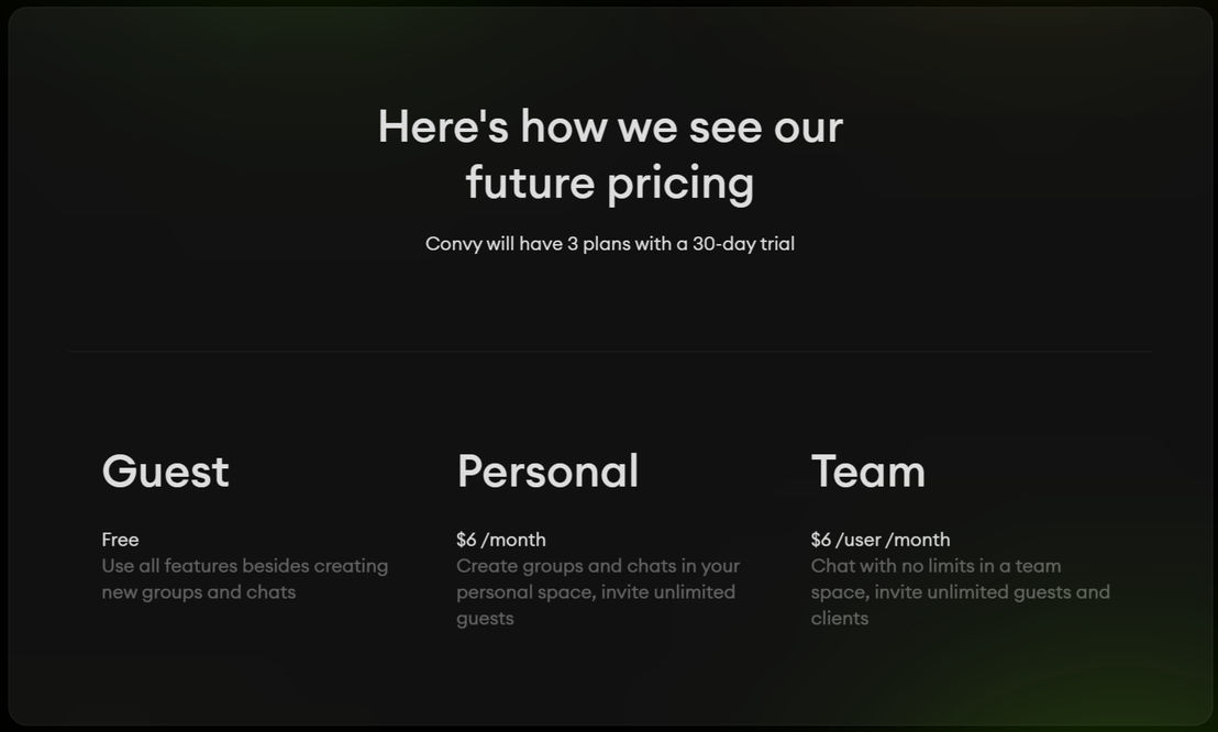 Convy pricing 1