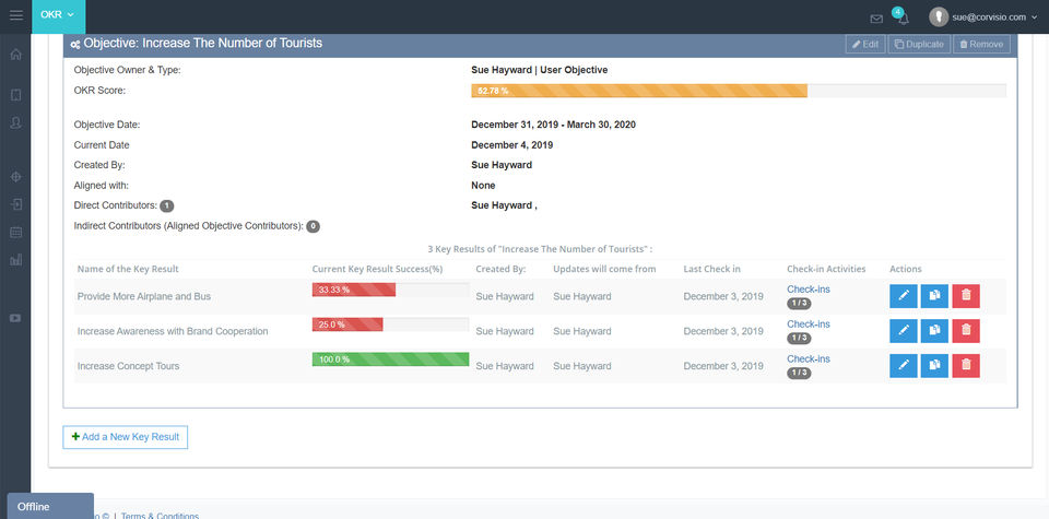 Corvisio OKR screenshot 2