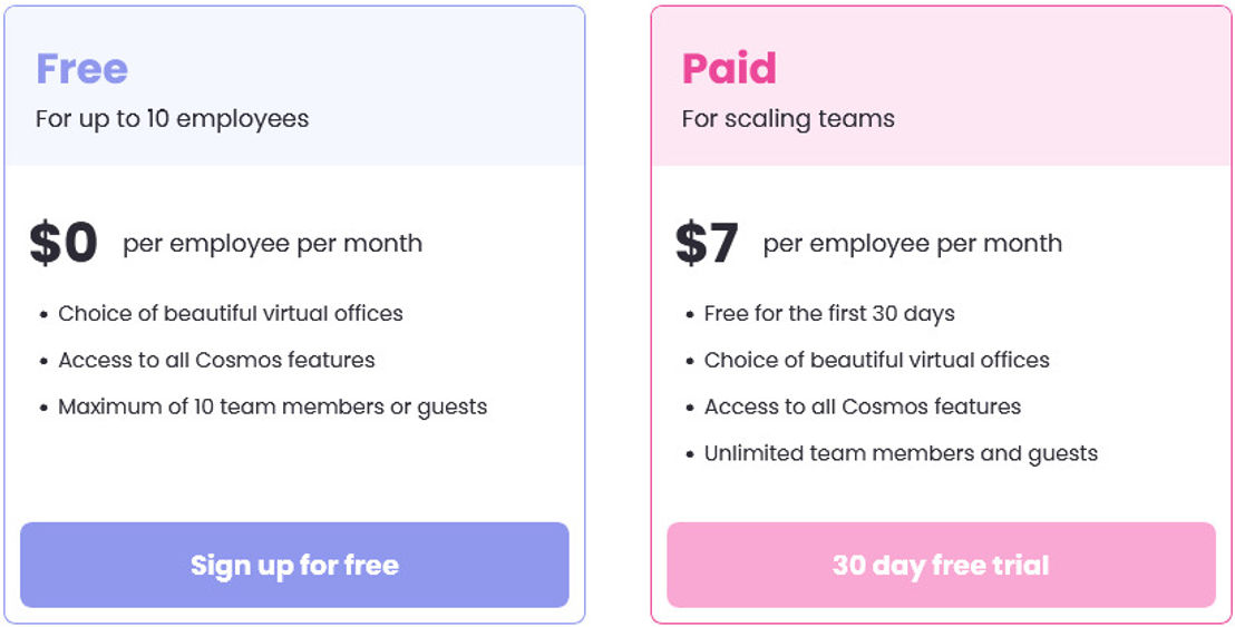 Cosmos Video pricing 1