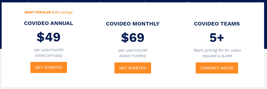 Covideo pricing 1