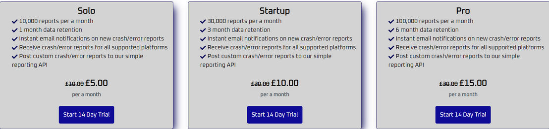 Crash Catch pricing 1