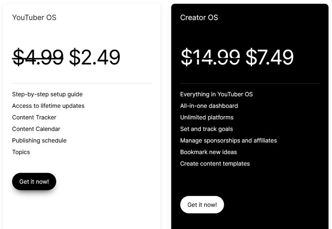 Creator OS pricing 1