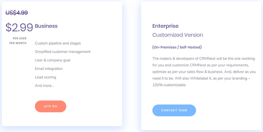 CRMNest pricing 1