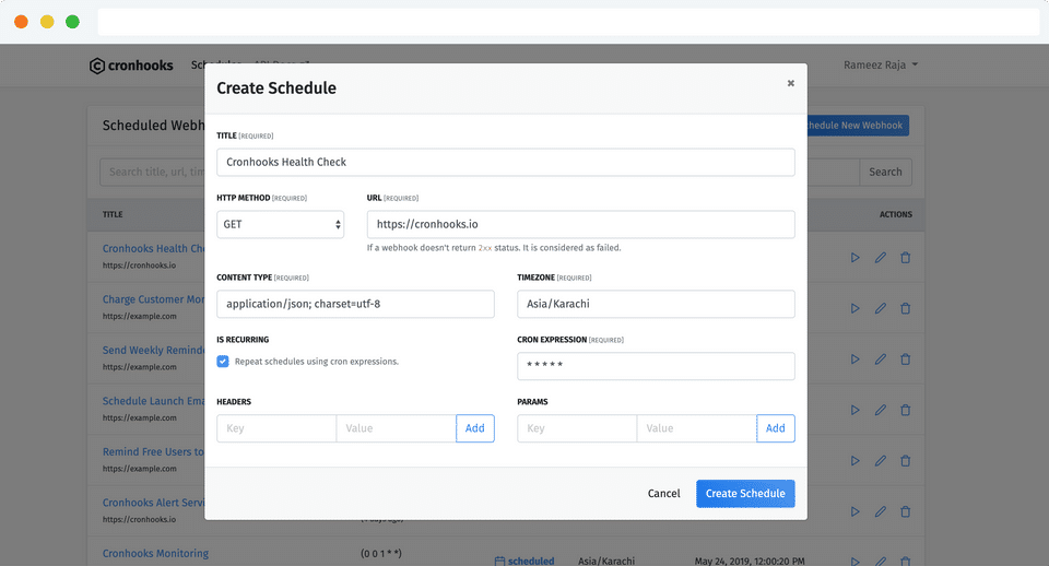 Cronhooks screenshot 2
