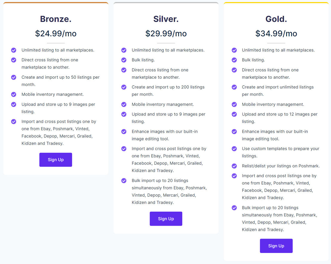 Crosslist pricing 1