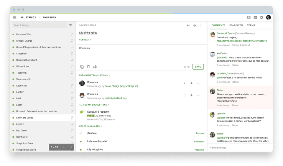 Crowdin screenshot 1