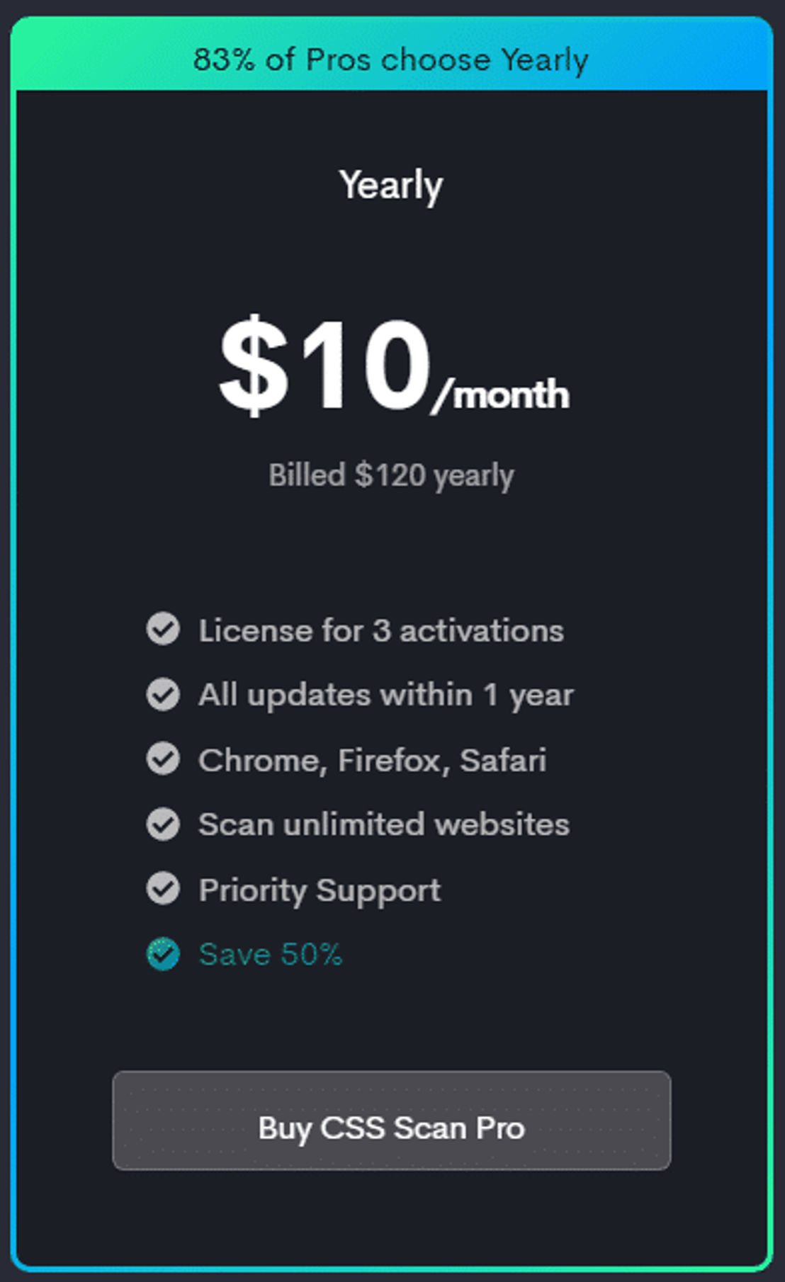 CSS Scan Pro pricing 1