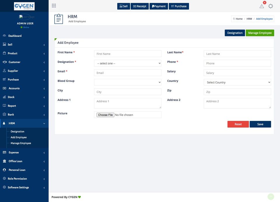Cygen POS screenshot 1