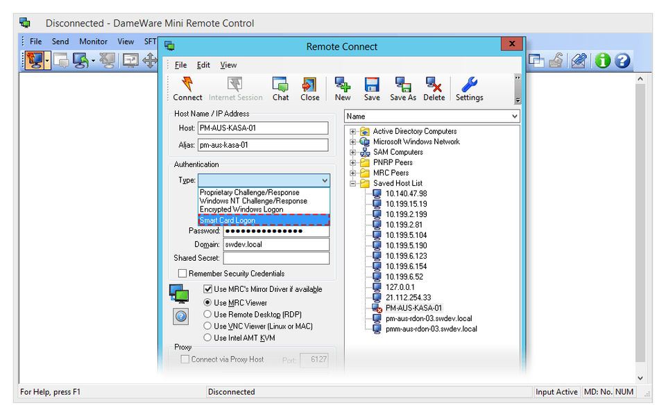 Dameware Mini Remote Control screenshot 1