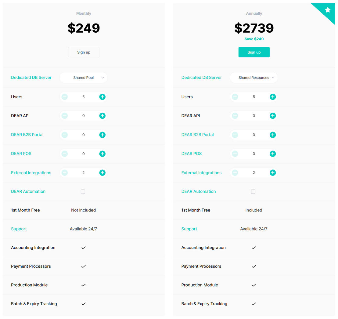 DEAR Inventory pricing 1