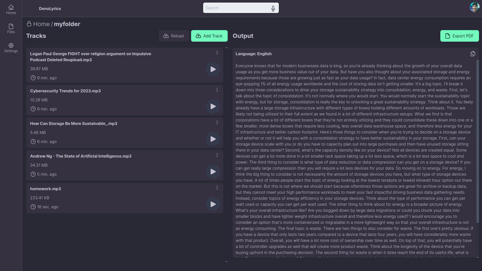 DenoLyrics screenshot 2