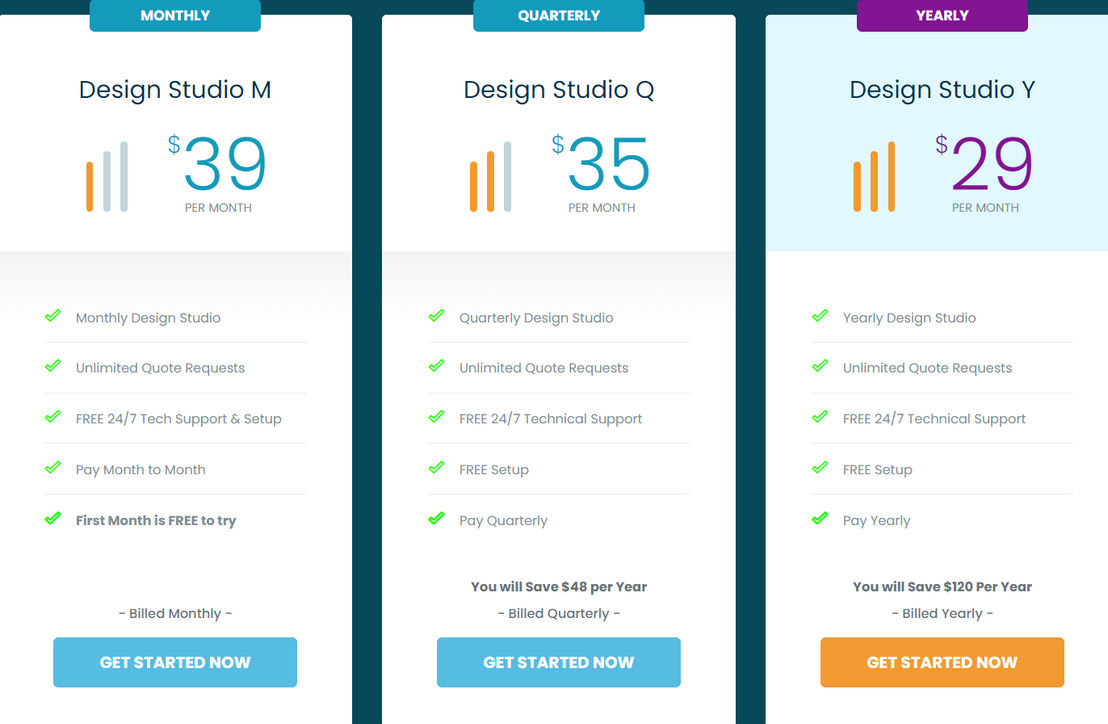 Design Studio pricing
