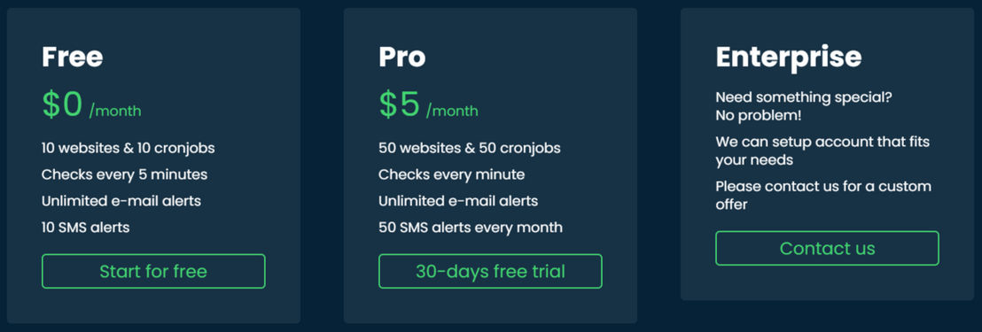 DevMonitor.io pricing