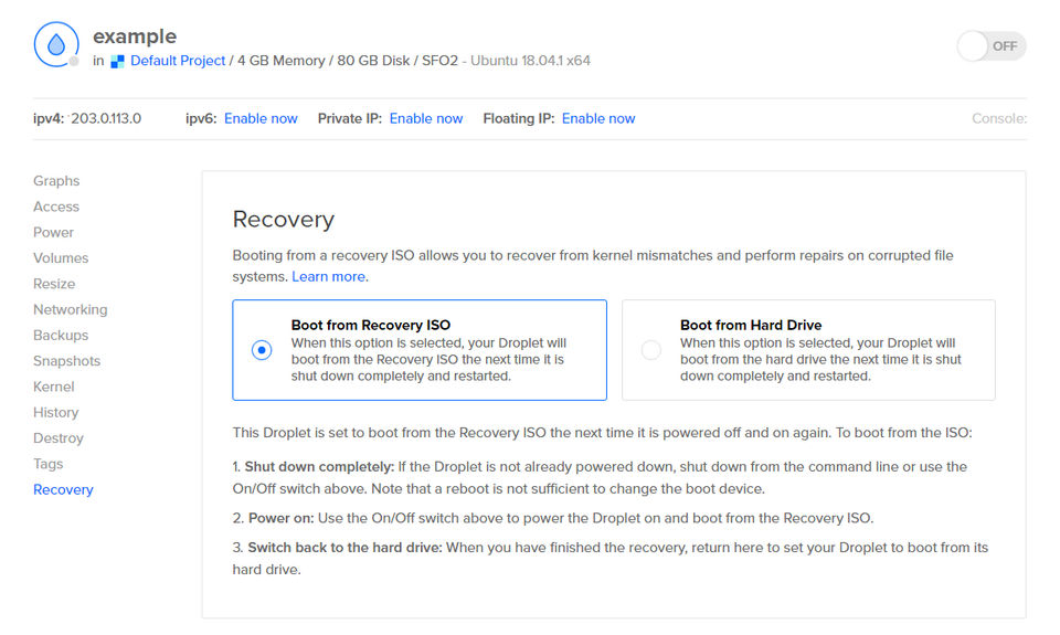 DigitalOcean Droplets screenshot 1