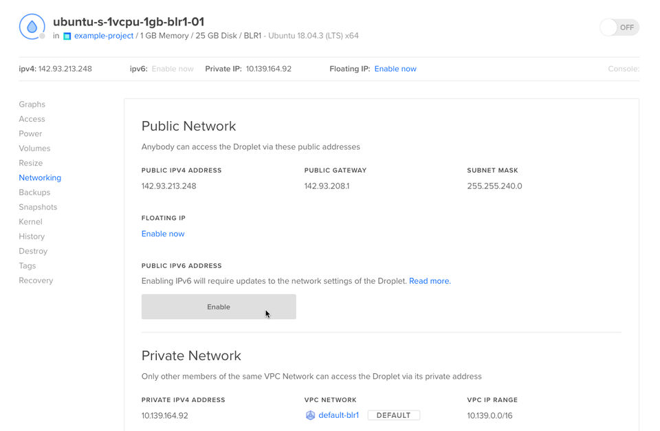 DigitalOcean Droplets screenshot 2