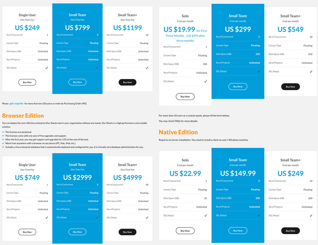 Doc Sheets pricing 1