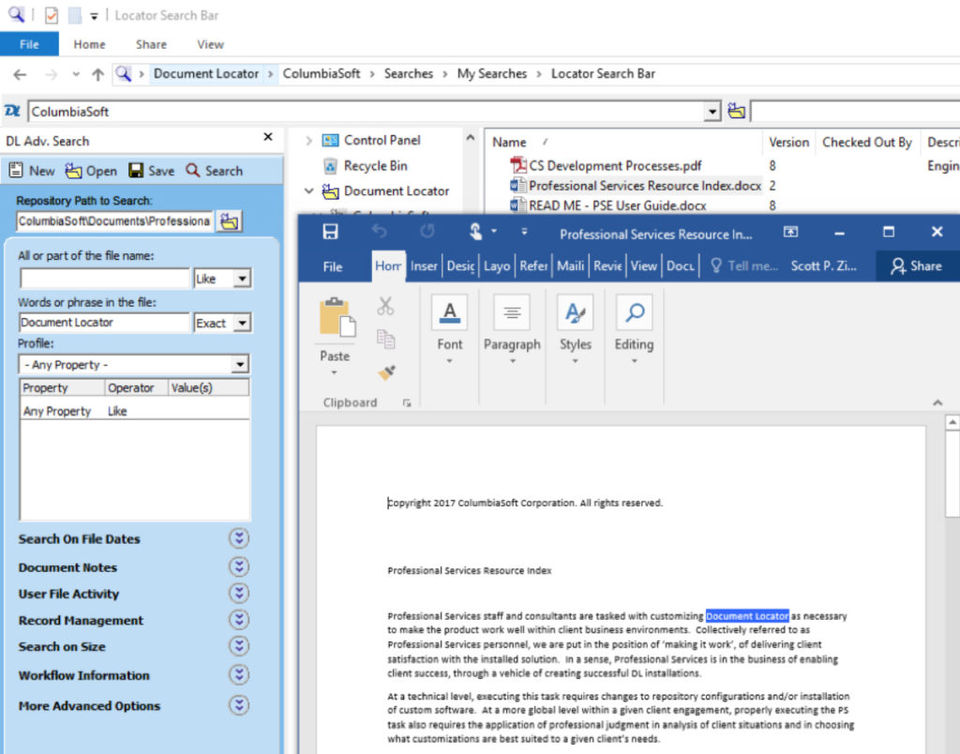 Document Locator screenshot