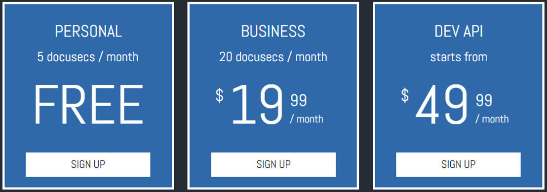 DocuSec pricing 1