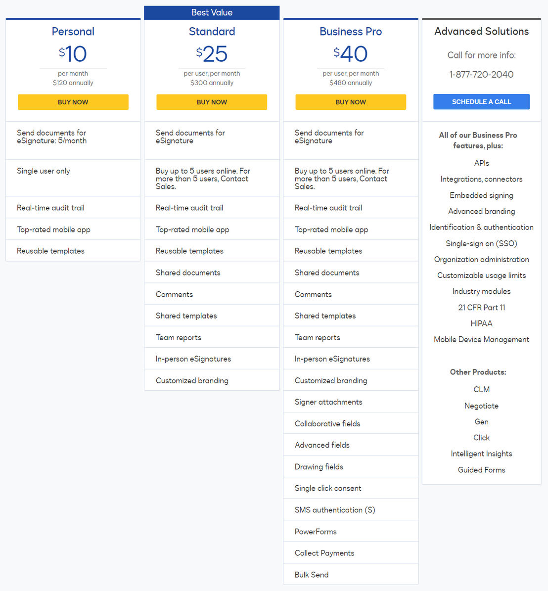 DocuSign pricing 1