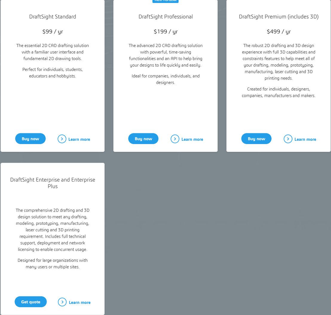 DraftSight pricing 1