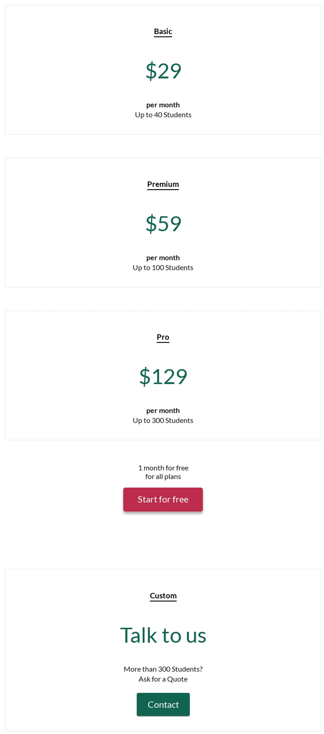 DreamClass pricing 1