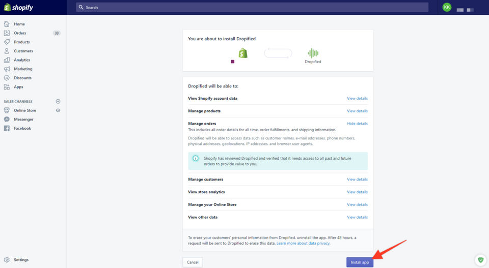 Dropified screenshot