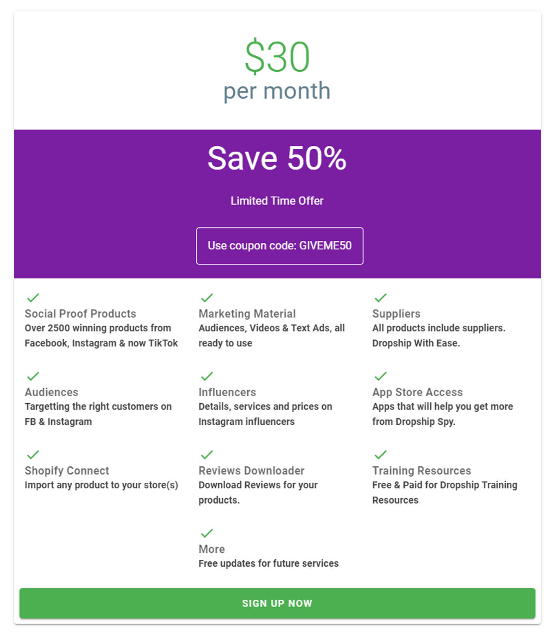 Dropship SPY pricing 1