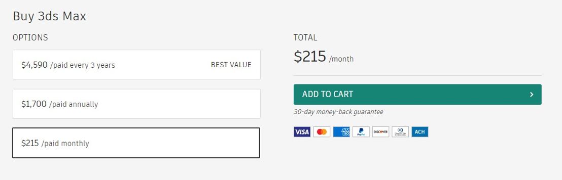 3ds Max pricing 1