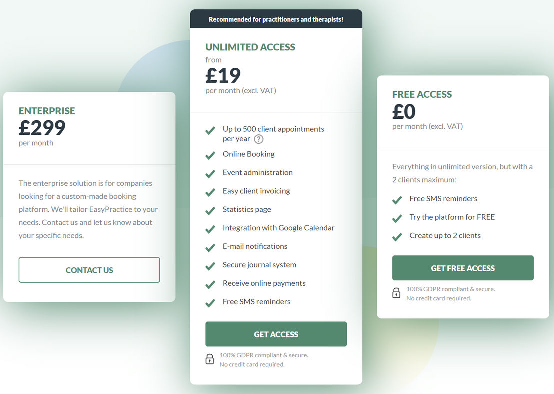 EasyPractice pricing 1