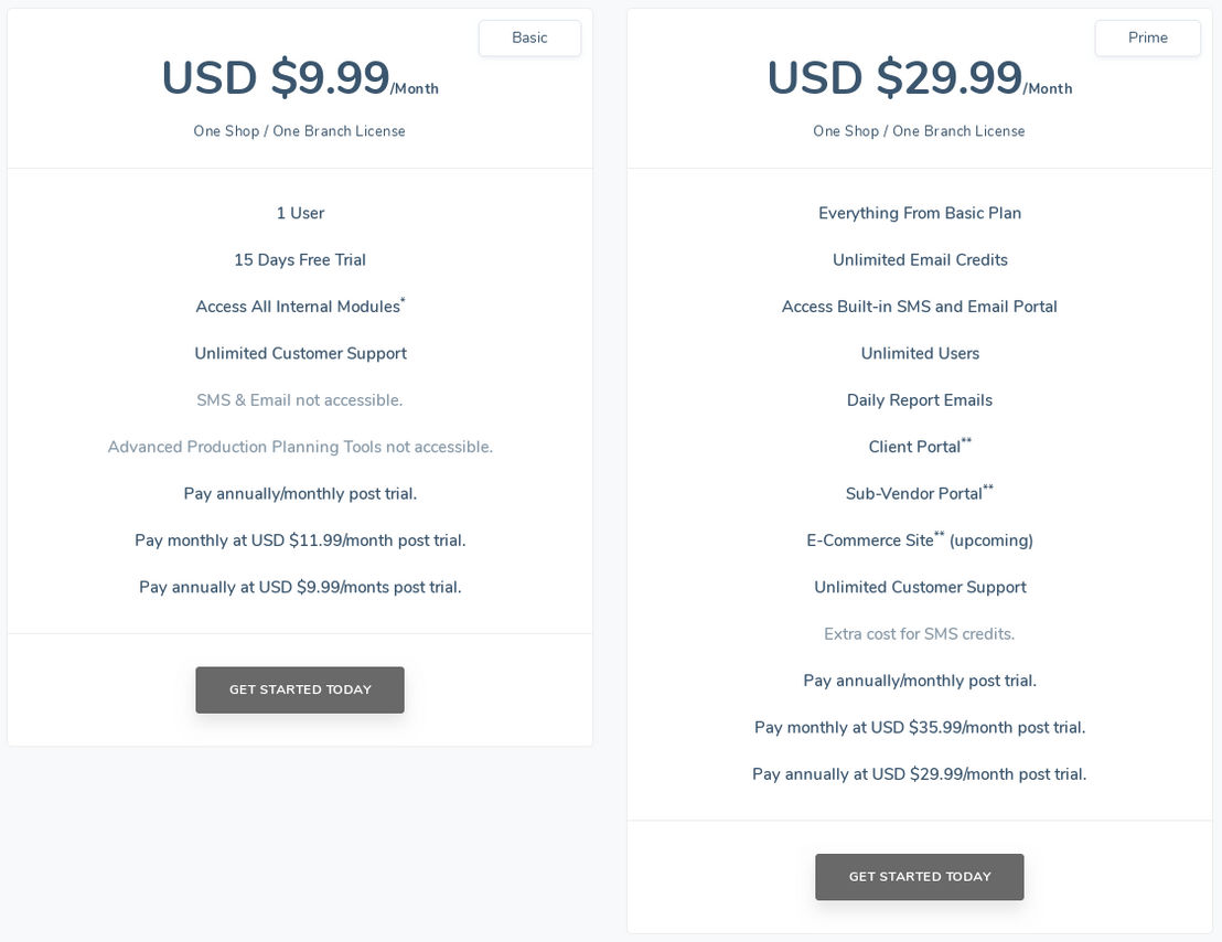 Easy Tailor App pricing 1