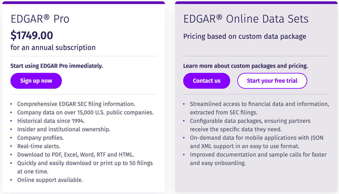 EDGAR Online pricing 1