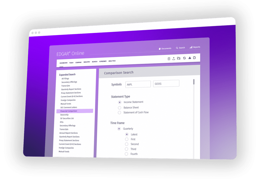 EDGAR Online screenshot 3