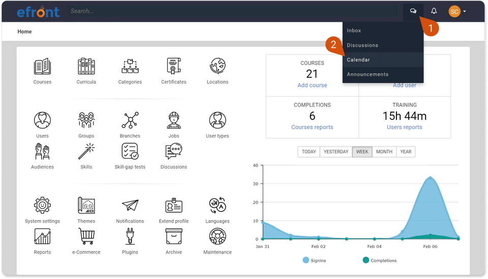 eFront screenshot 2