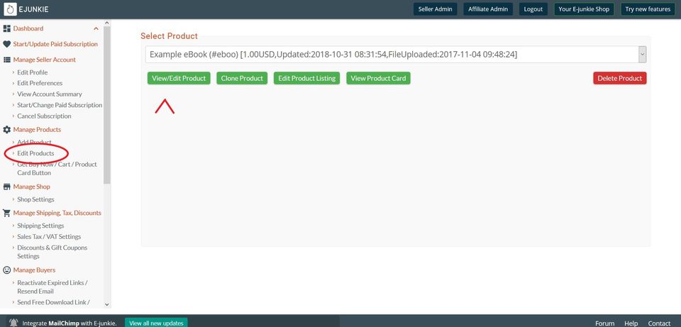 E-junkie screenshot 1