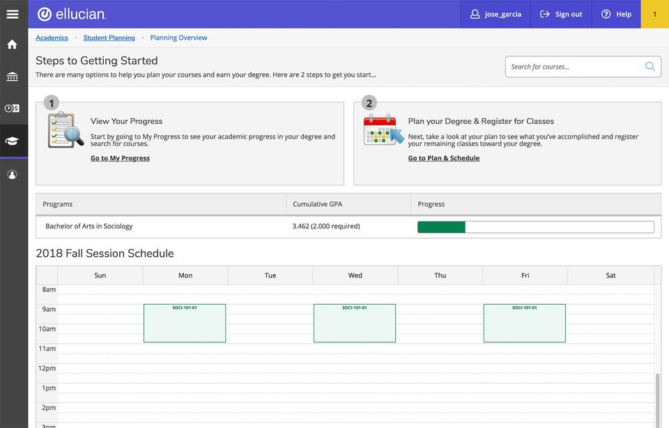 Ellucian Colleague Student Planning screenshot 1