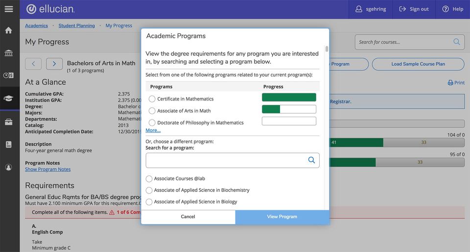 Ellucian Colleague Student Planning screenshot 2