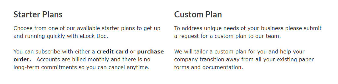 eLock Doc pricing 1