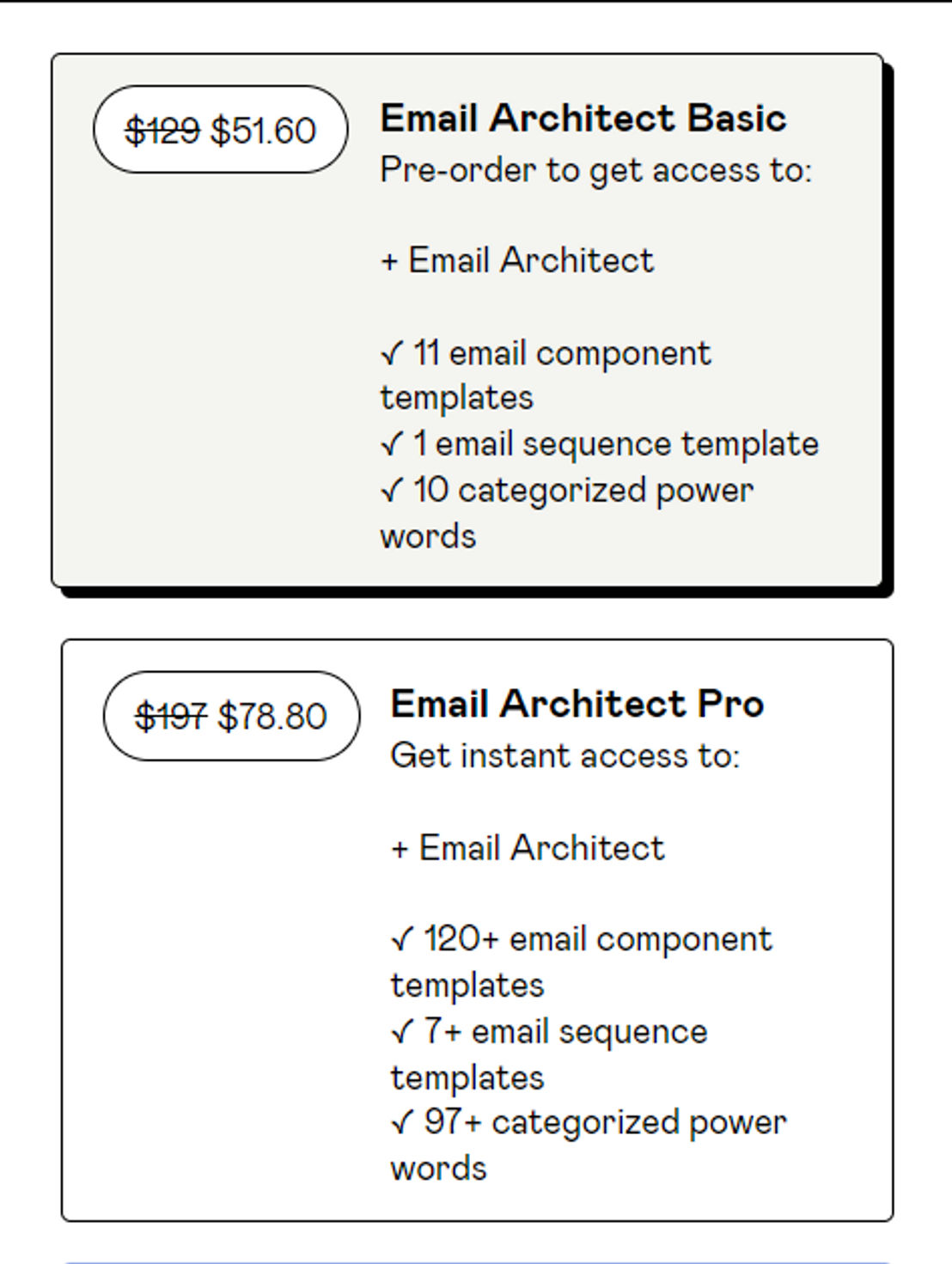 Email Architect pricing 1