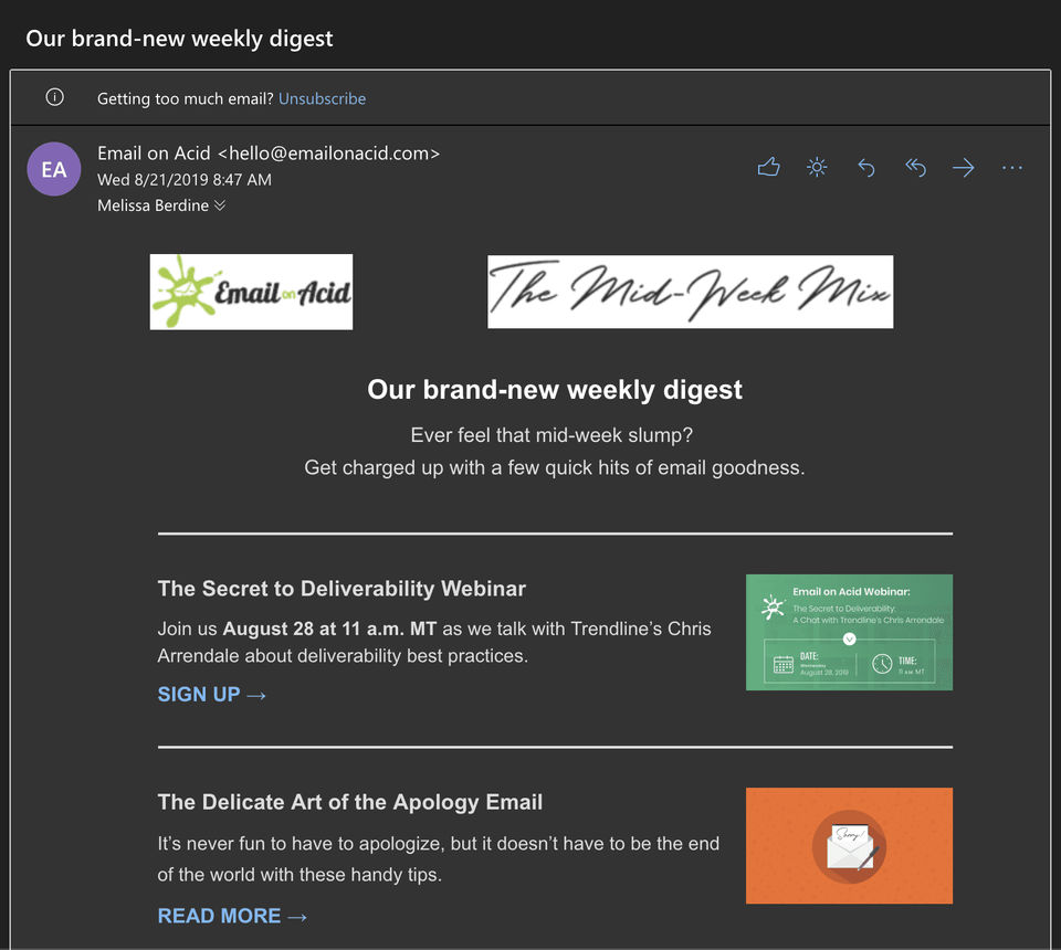 Email on Acid screenshot