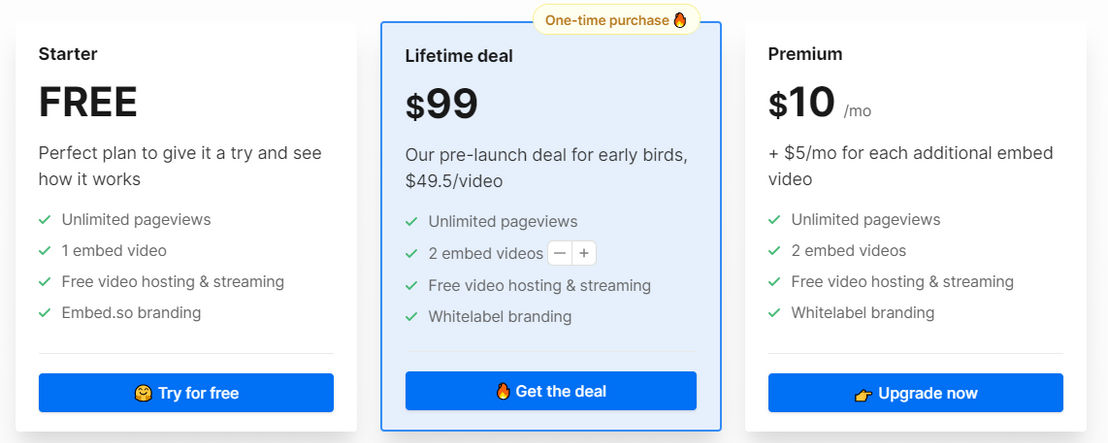Embed.so pricing 1