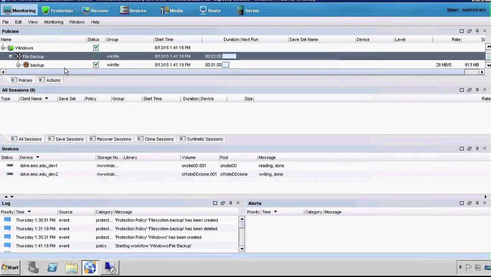 EMC NetWorker screenshot